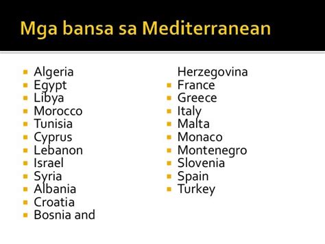 Mga lugar na sakop ng mediterranean
